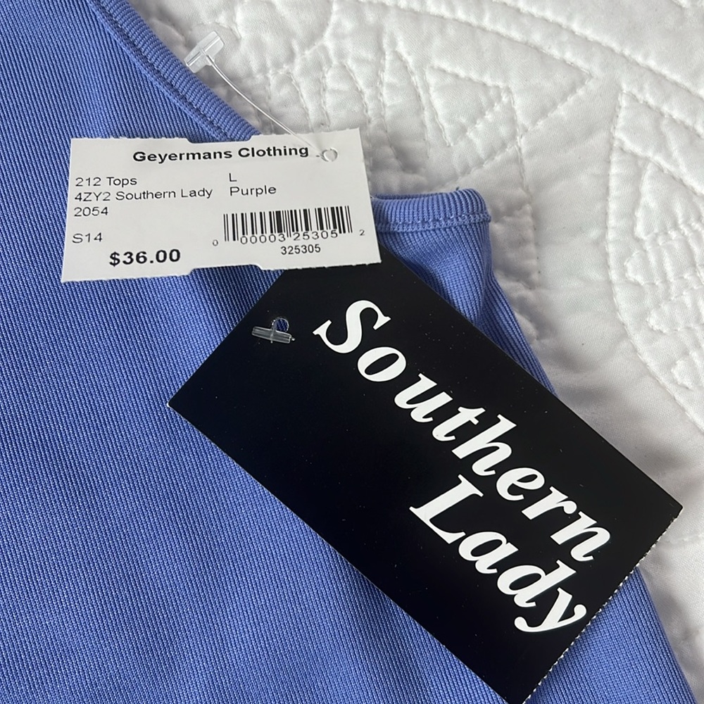 NWT Southern Lady Woman’s Large Purple Periwinkle Tank Top - Picture 3 of 10